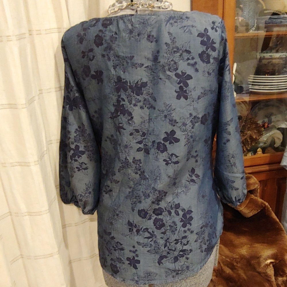 LizClaiborn. Floral Print Sash Top - Picture 3 of 5
